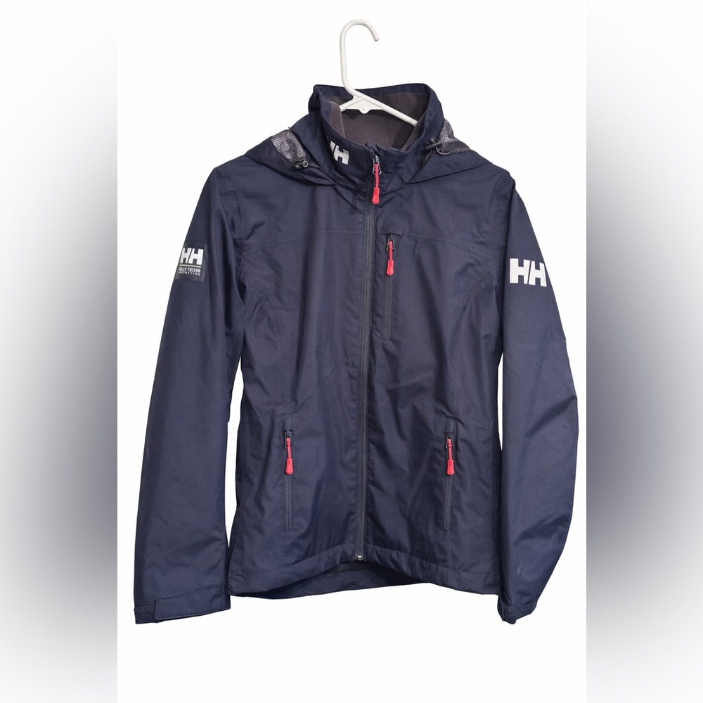 Helly Hansen Crew Hooded Jacket Navy Helly Tech Waterproof Mesh Lined